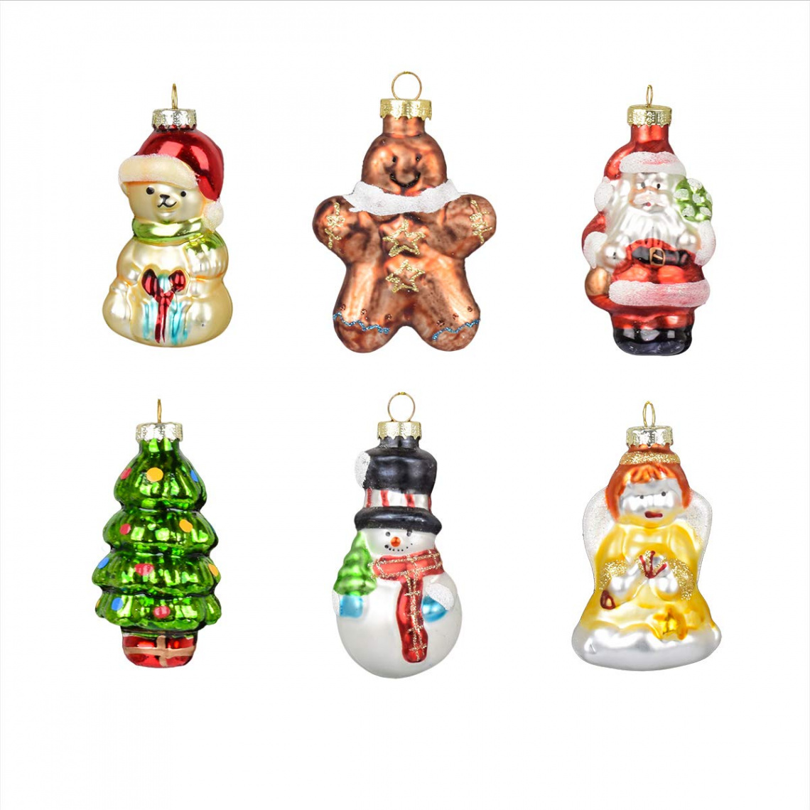 Set of  Christmas Decorations Gifts Glass Painted Baubles Bling