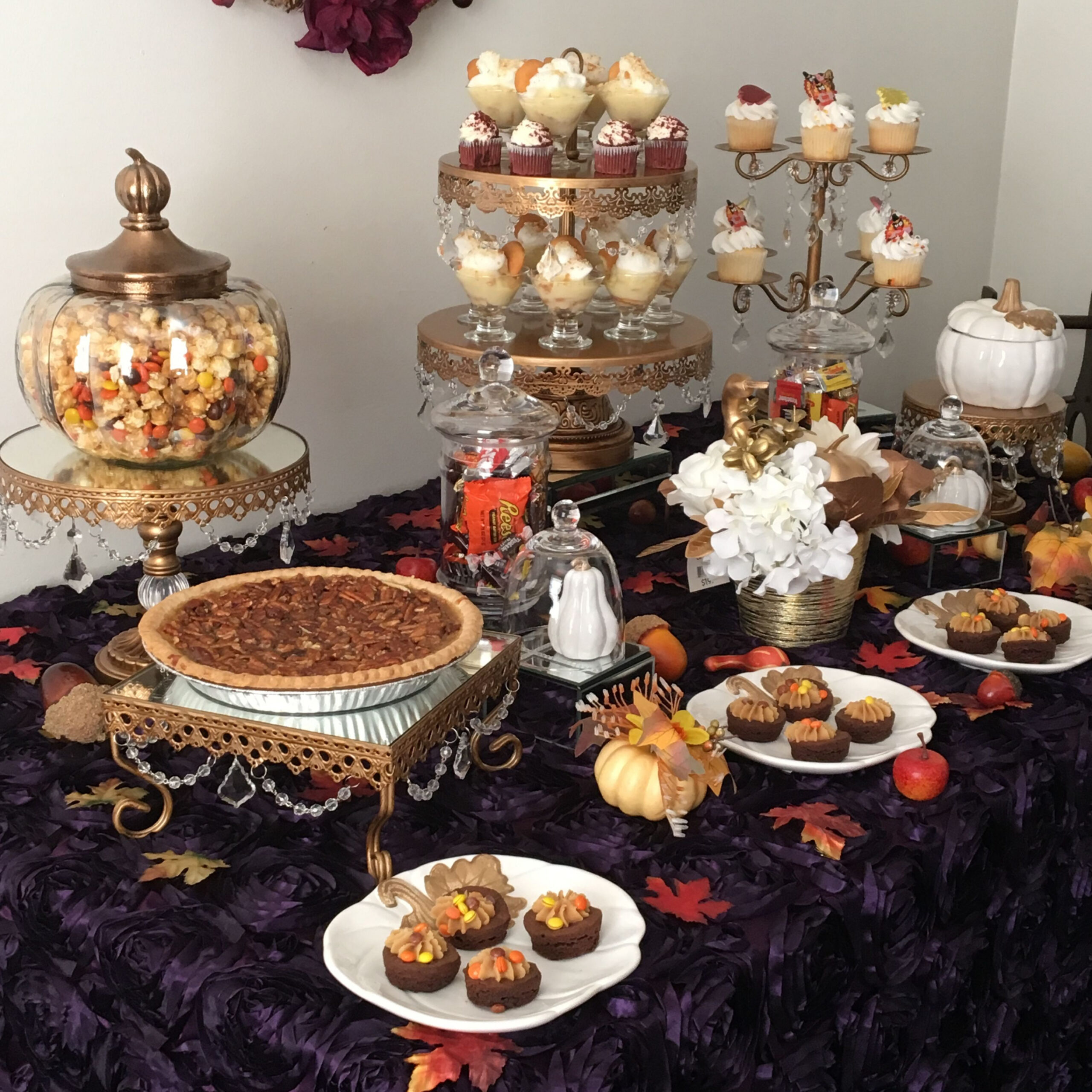 Side view of the Thanksgiving Dessert Table  Thanksgiving