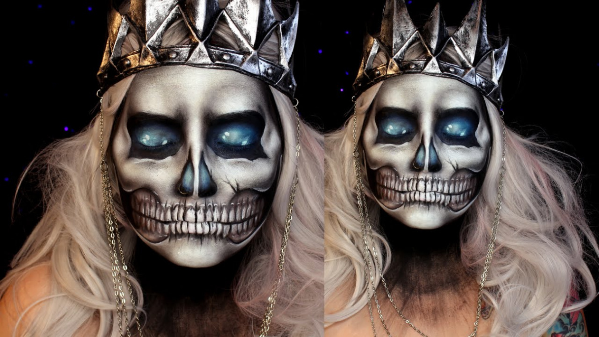 Skull Halloween Makeup Tutorial (Lich King)  Jordan Hanz  World of  Warcraft