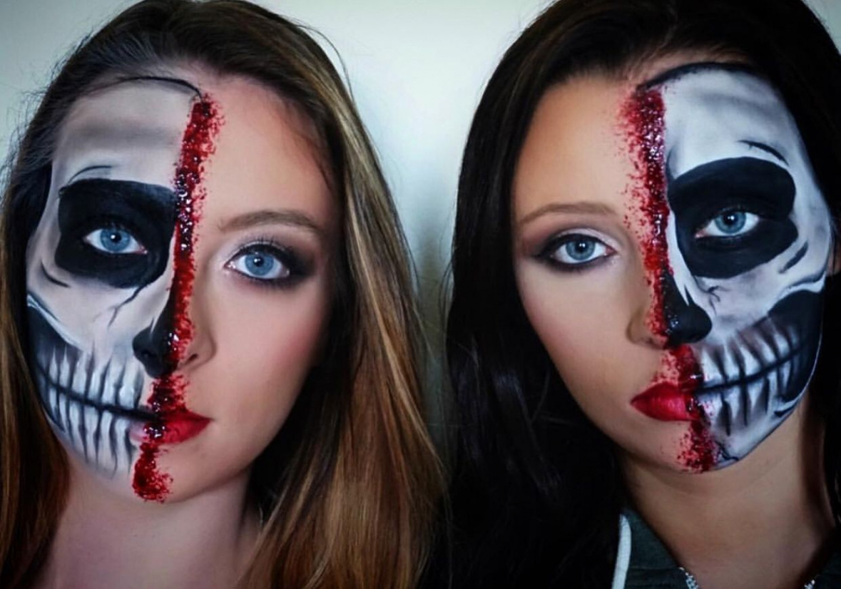 skull makeup  Halloween face makeup, Skull makeup, Halloween outfits