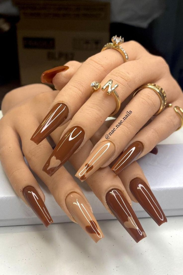 Stunning November Nails To Try  Brown acrylic nails, Gel nails