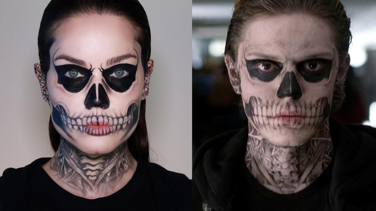 TATE LANGDON SKULL MAKEUP TUTORIAL  HALLOWEEN