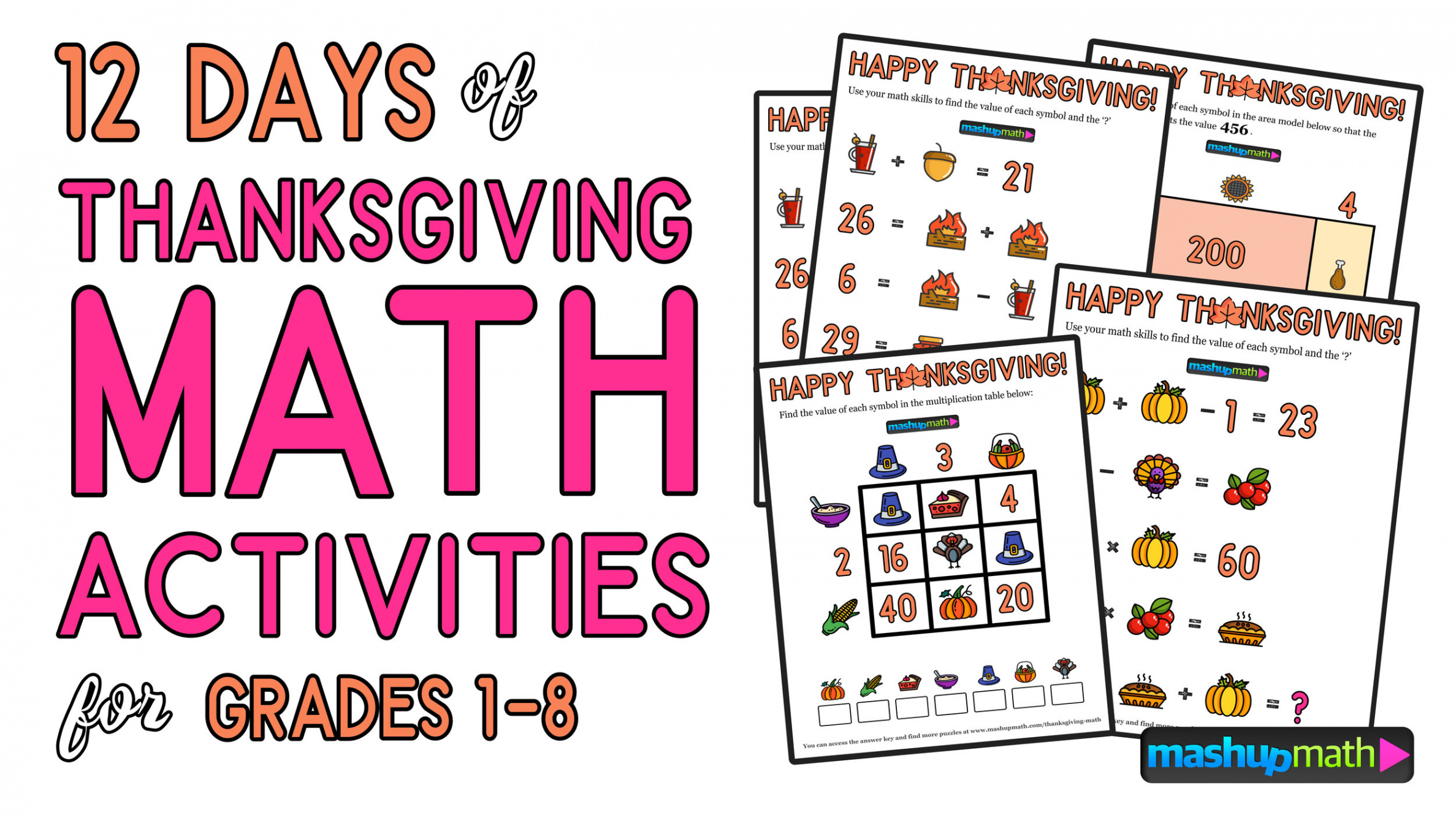 Thanksgiving Math Activities for Grades - — Mashup Math