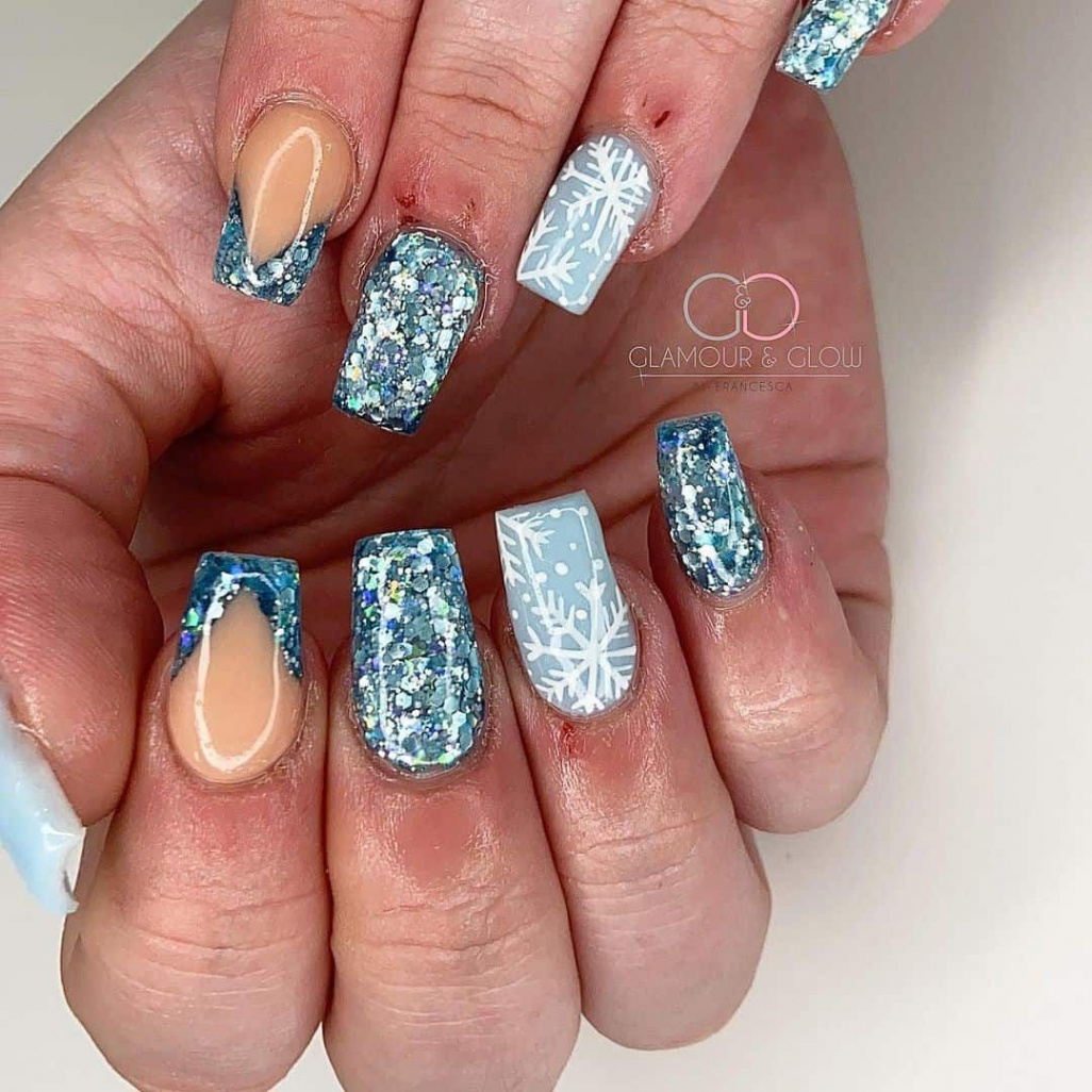 Top  Blue Christmas Nail Design Ideas ( Version)  Blue