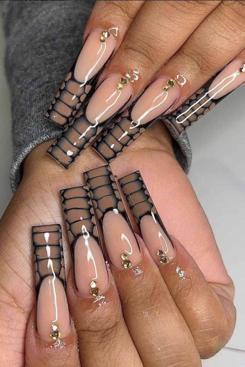 Trendy Winter Coffin Acrylic Nails and Tapered Square Nails