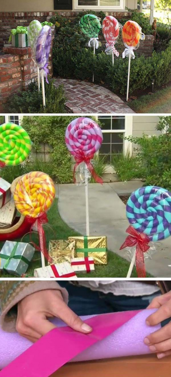 Turn your home into a candy house for Christmas with pool noodle