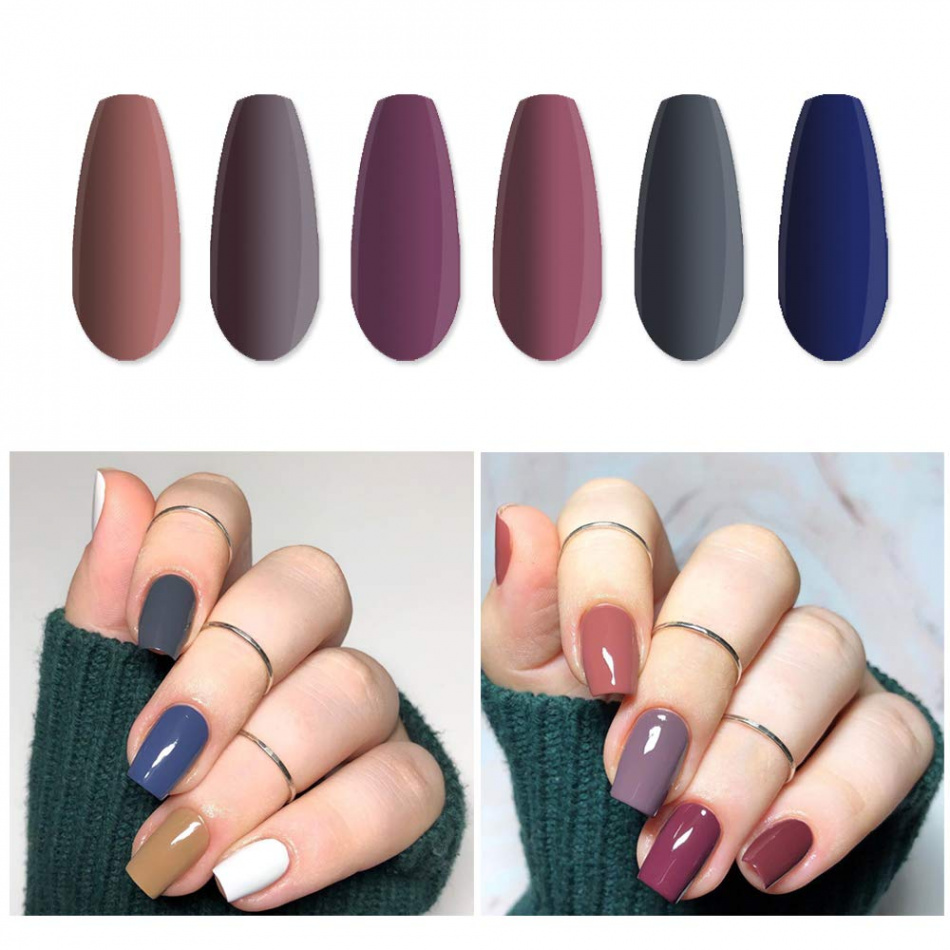 Vishine Fall-Winter Gel Nail Polish Set -  Colors Grey Purple Gel Polish  Kit Nail Gel Polish Set, Soak Off UV LED Nail Gel Required, ml Each Bottle