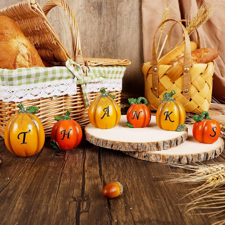 winemana Thanksgiving Pumpkin Set  Pcs Autumn Decor Resin Pumpkin