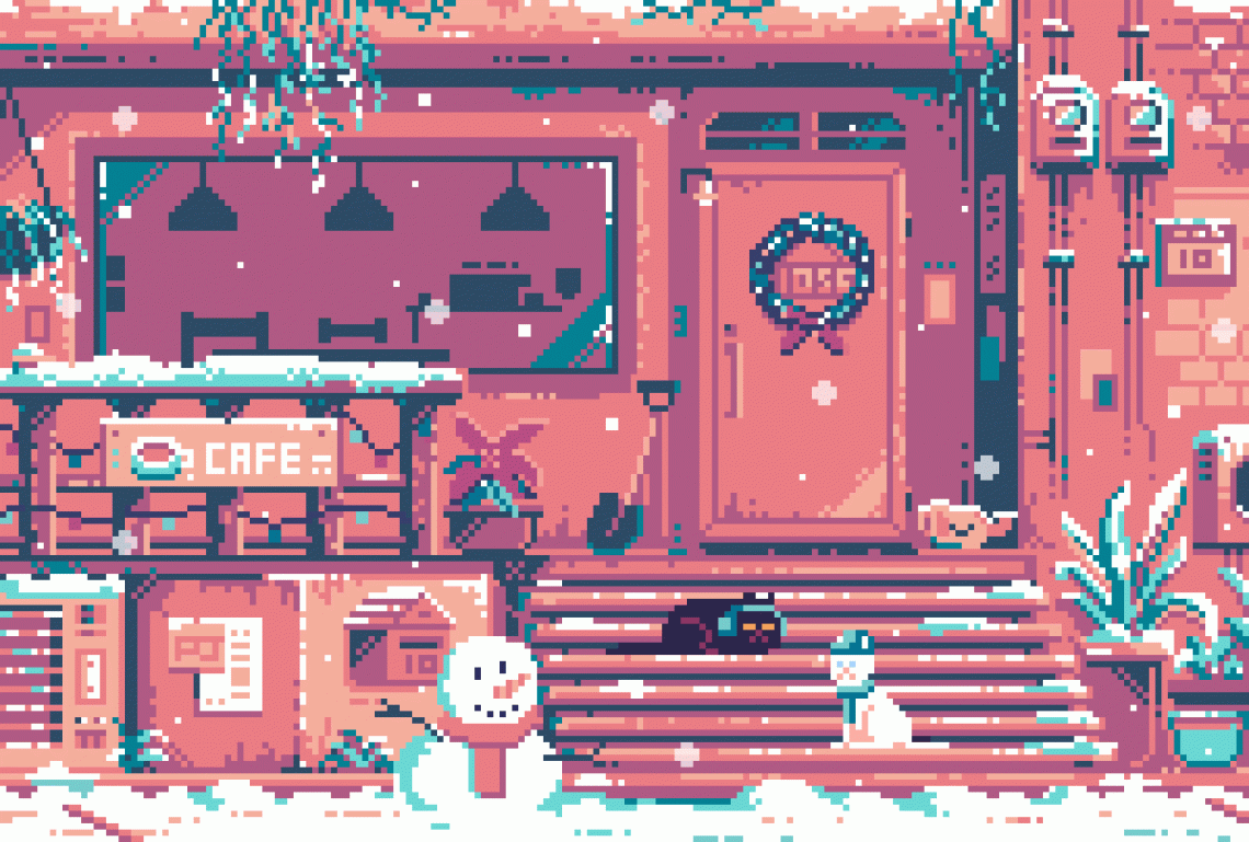 WINTER HOLIDAYS PIXEL ART  Pixel art landscape, Pixel art