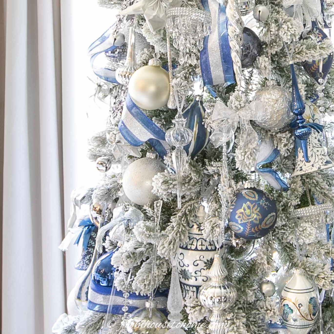 Wintry White, Blue and Silver Christmas Tree