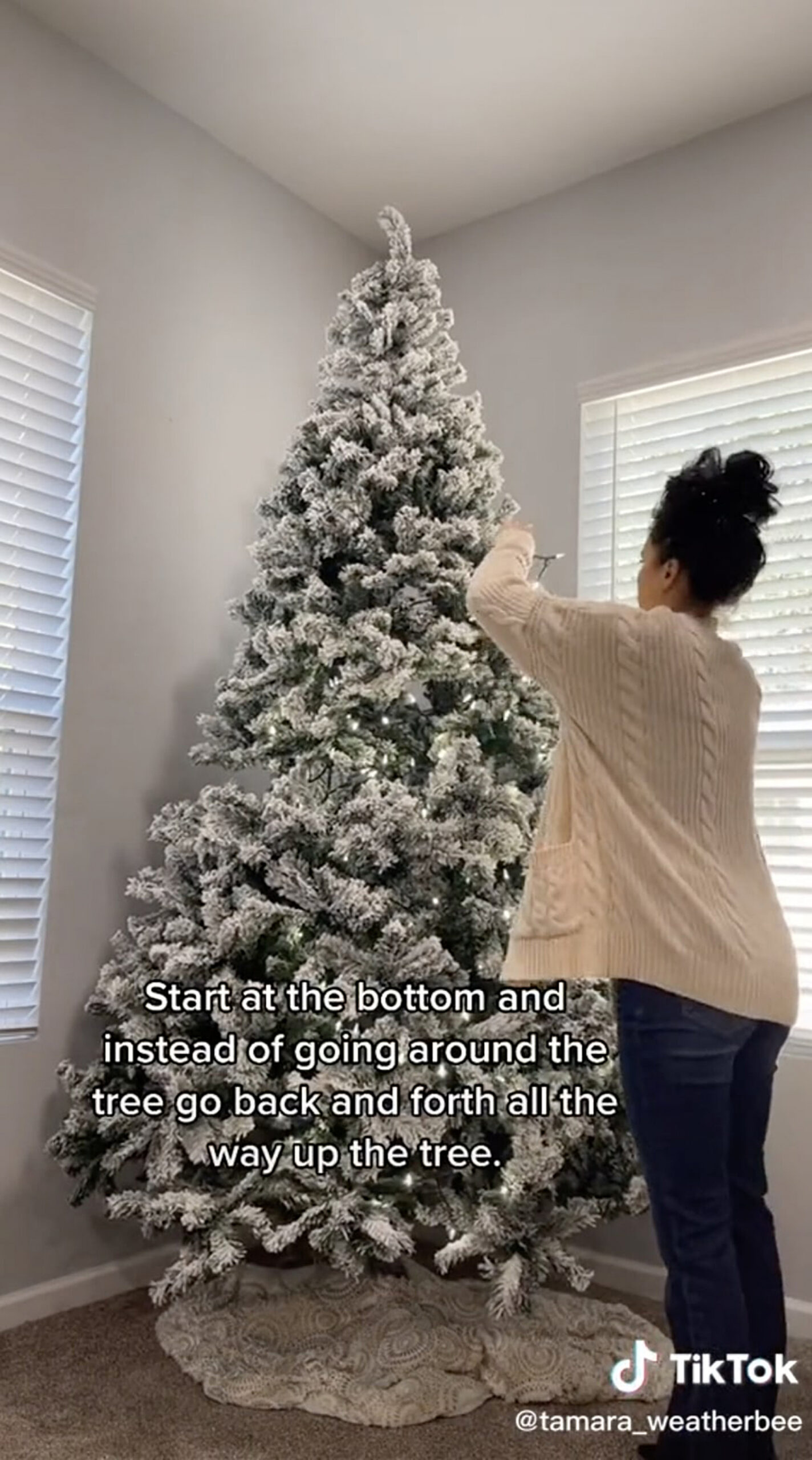 Woman shares viral hack for hanging Christmas tree lights