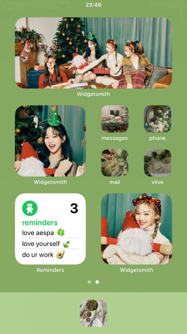 aespa #kpop #aesthetic #green #christmas #theme #ios #layout