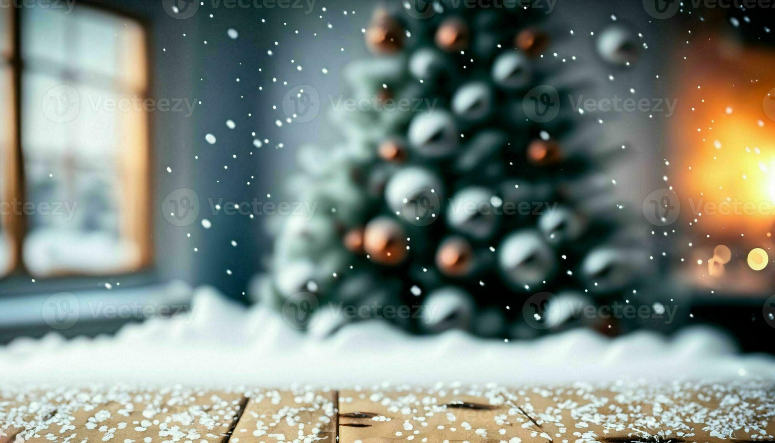 AI Generated, Christmas background with Christmas tree, fireplace