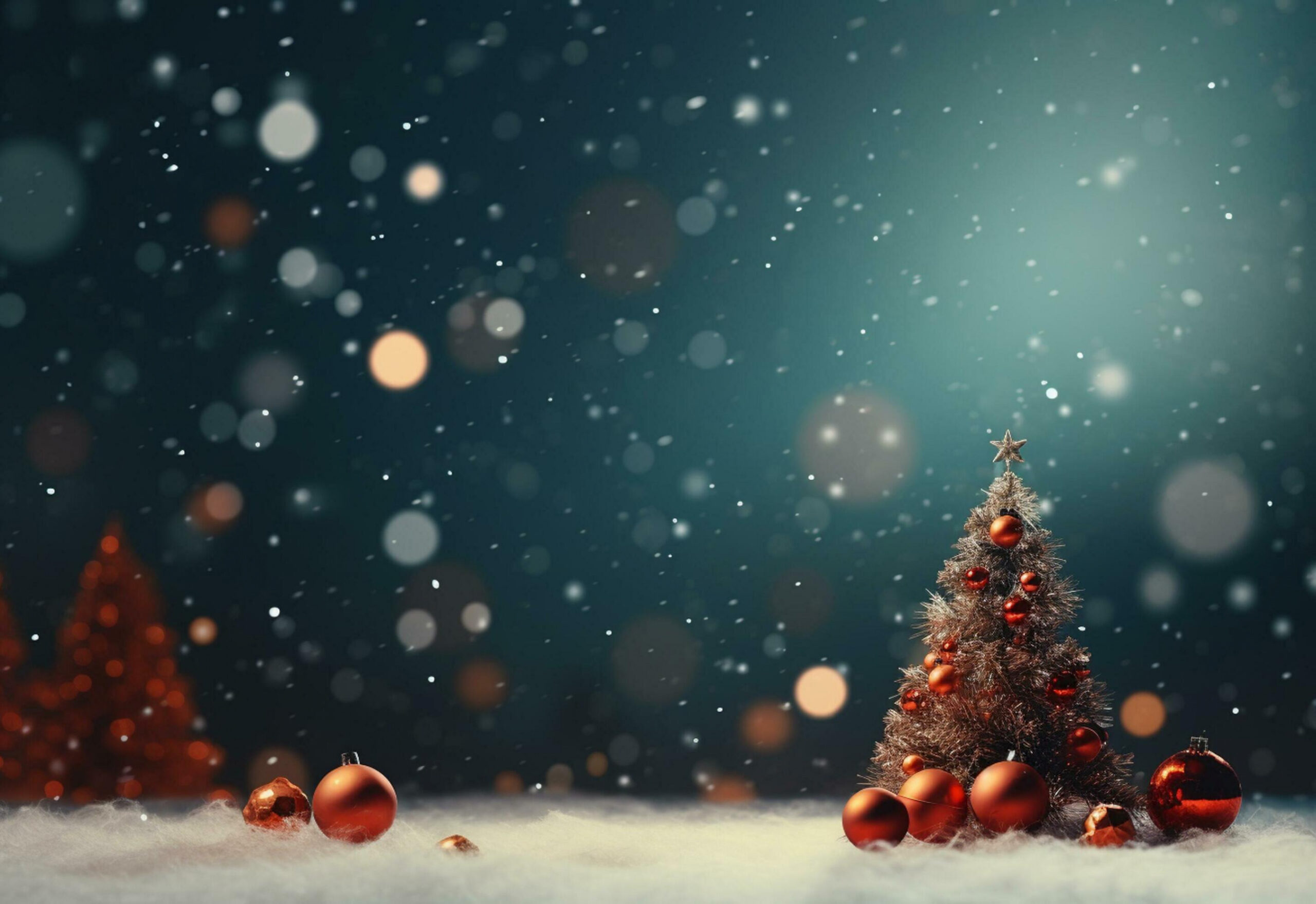 Ai generative Christmas background with negative space realistic