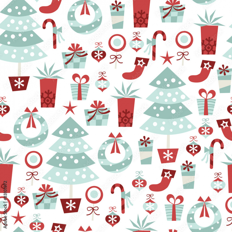 Alpine Retro Christmas Seamless Pattern Background Stock