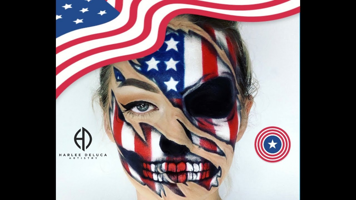 American Flag Skull Makeup Tutorial