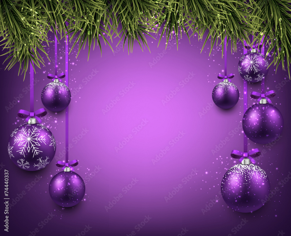 Background with purple christmas balls