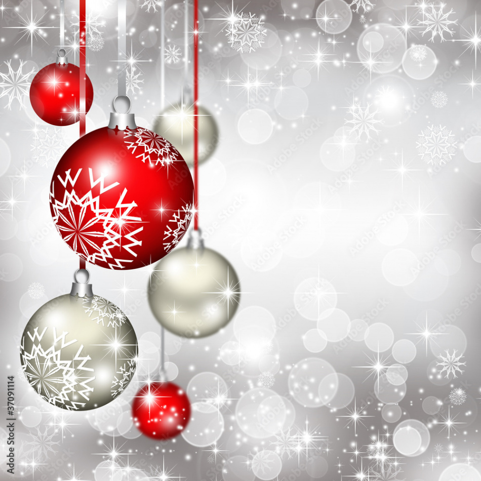 Best elegant Christmas background with red baubles Stock