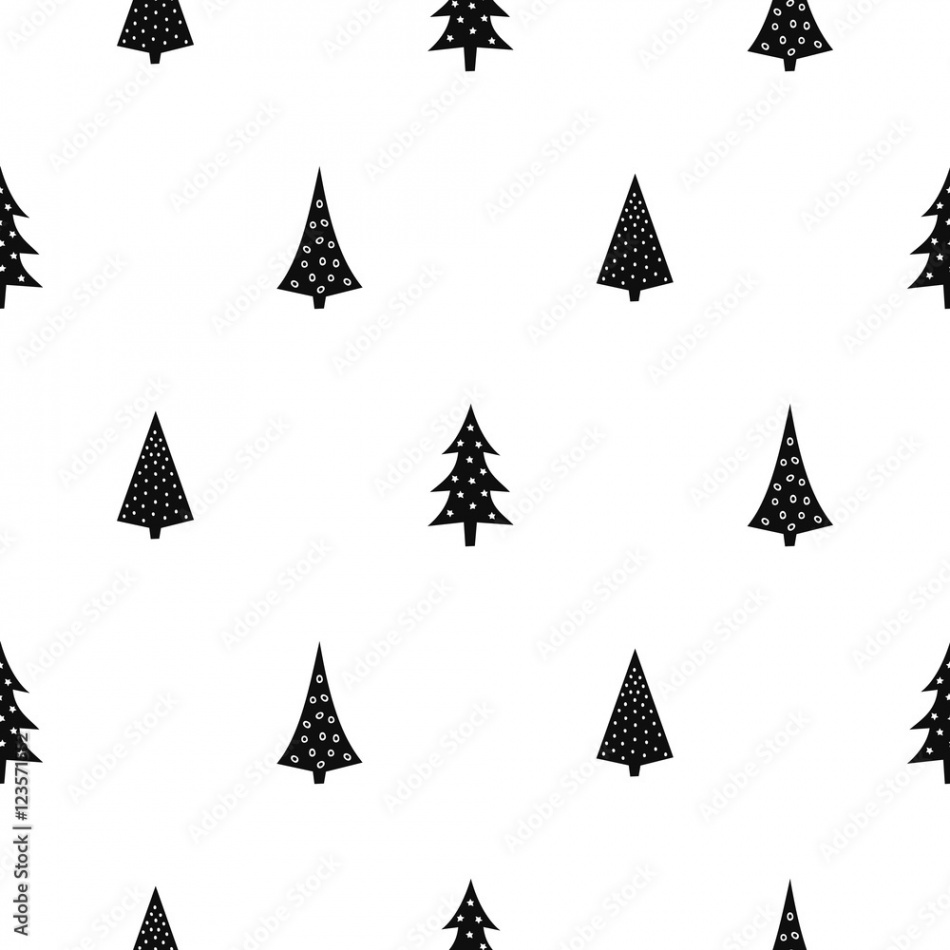 Black and white simple seamless Christmas pattern - varied Xmas