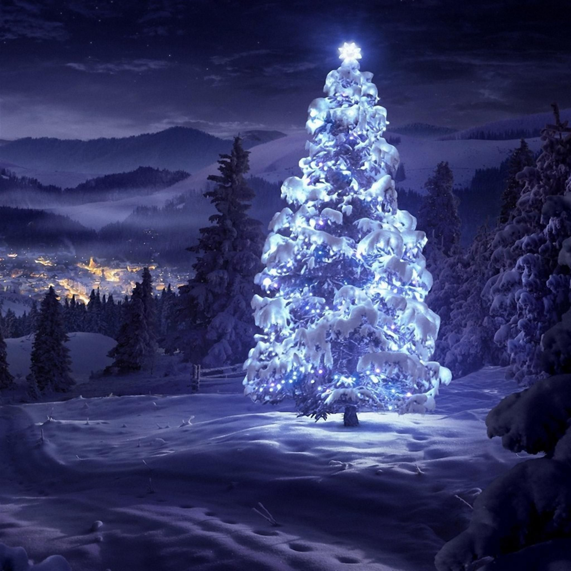 Blue light Christmas Tree #iPad #wallpaper  Christmas tree