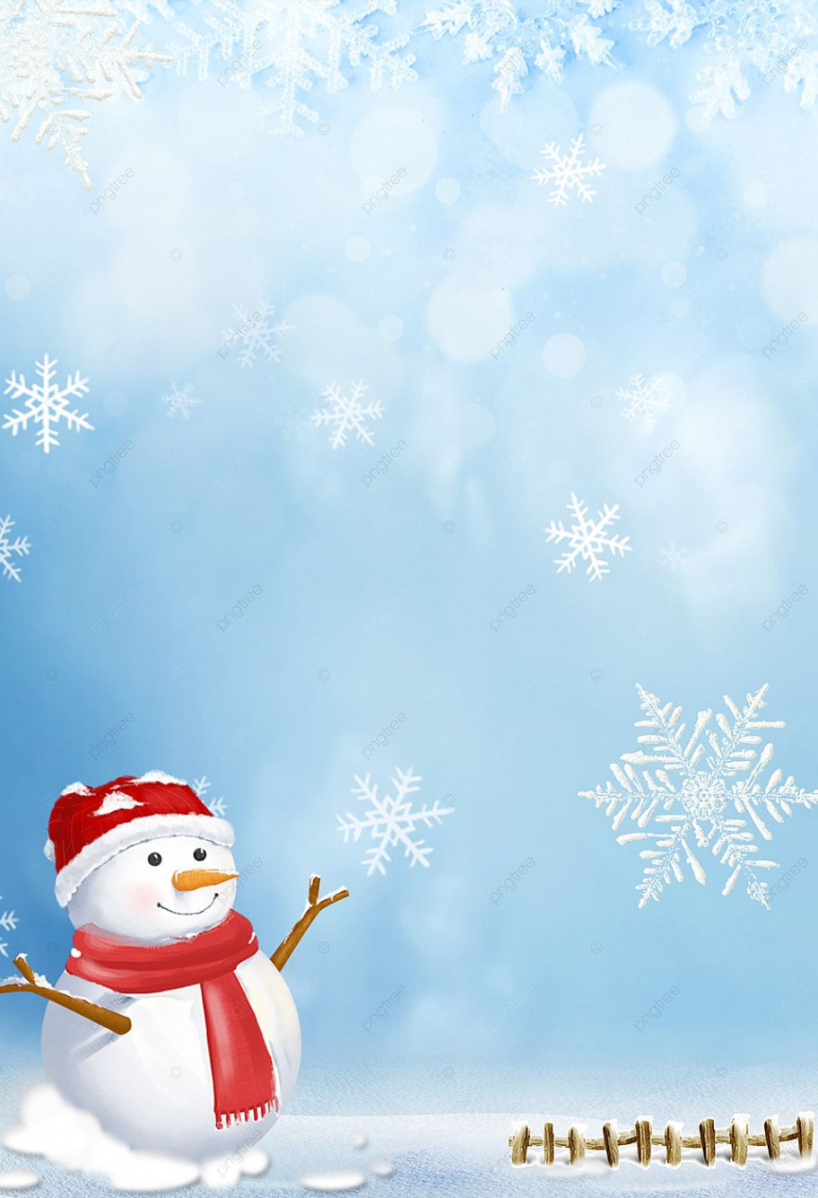Blue Winter Romantic Heavy Snow Festival Snowman Background