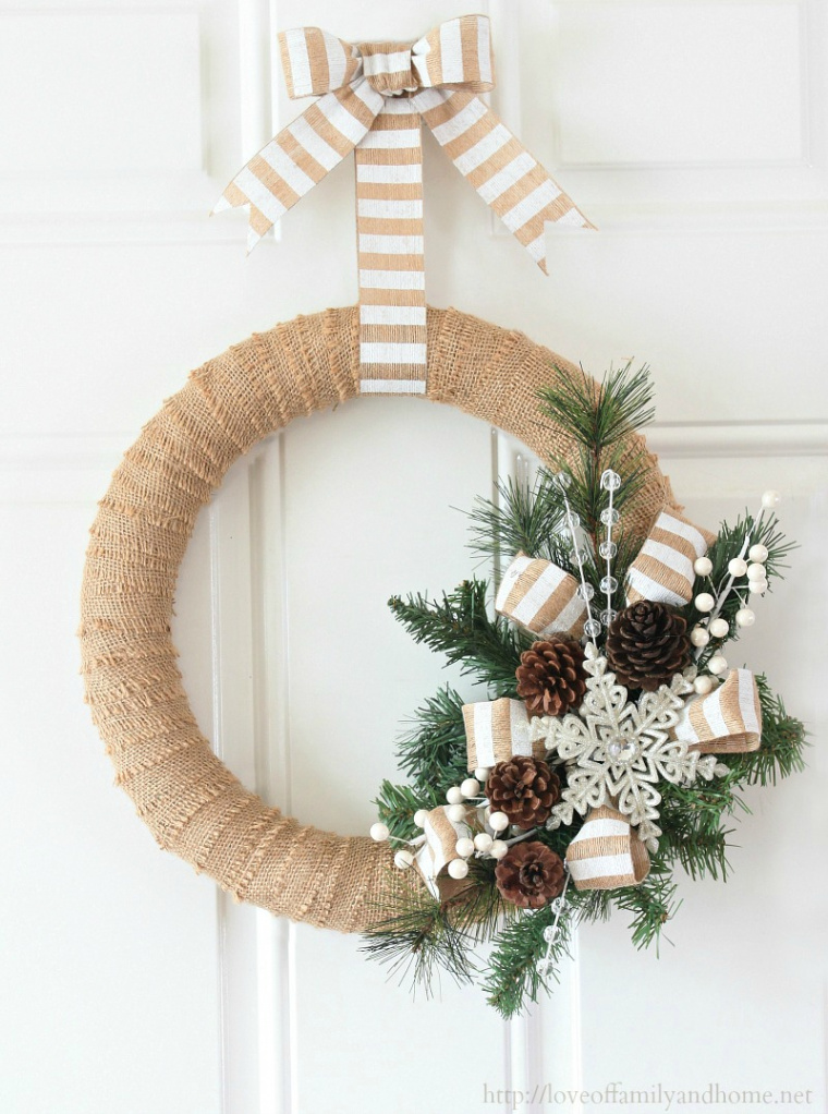 Burlap Christmas Wreath Tutorial - Love of Family & Home