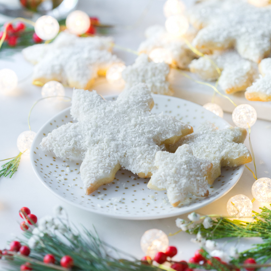 Cardamom Coconut Snowflake Cookies