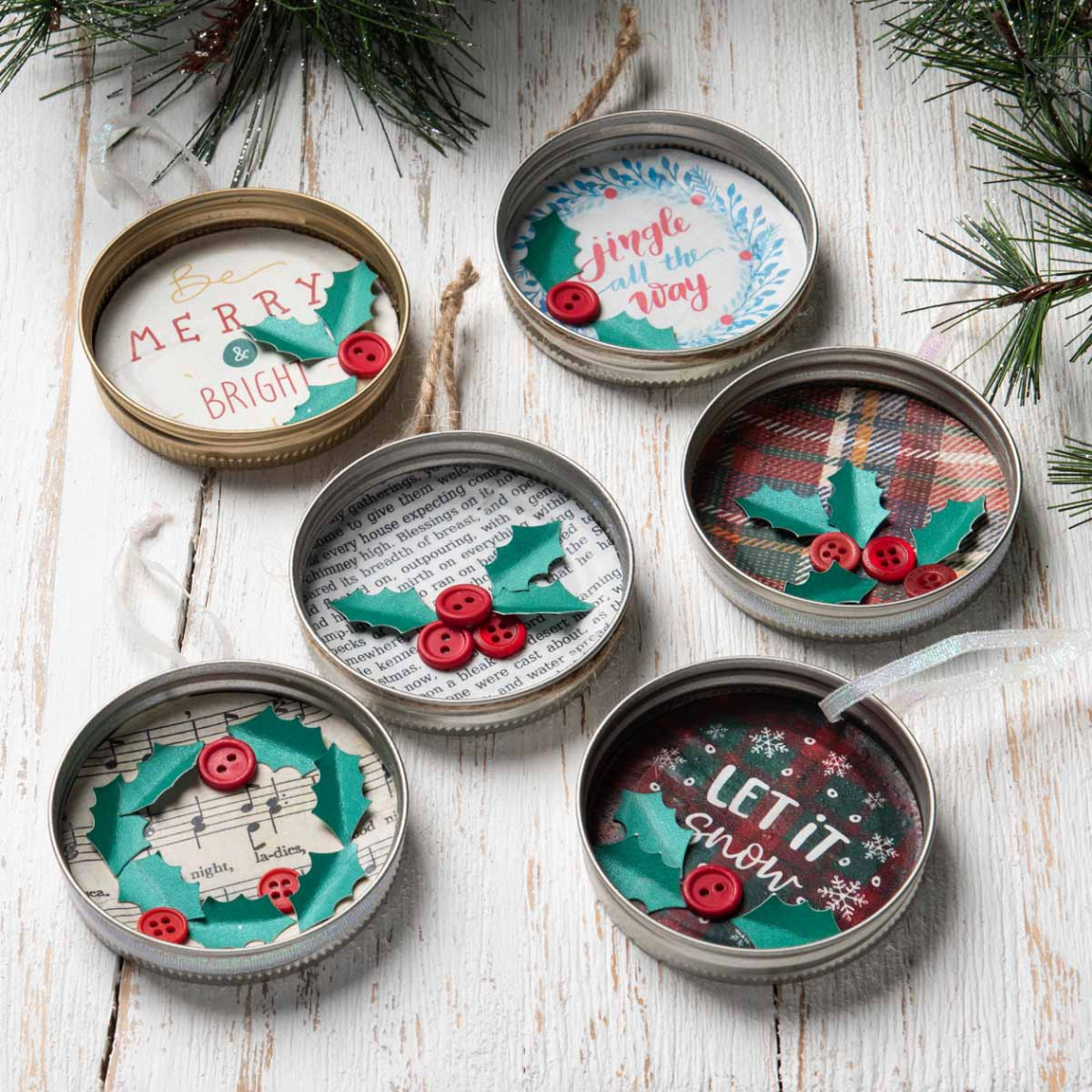 Cheerful Mason Jar Lid Ornaments - Project  Plaid Online