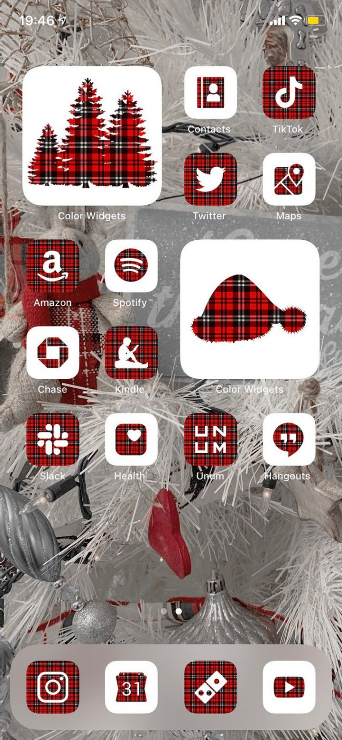 Christmas App Icons Buffalo Red Plaid Xmas Theme Home Screen