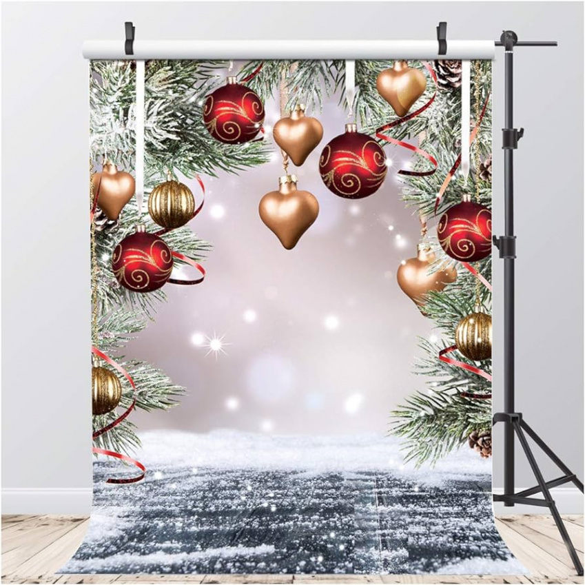 Christmas Background for Photography, Christmas Tree, Baubles