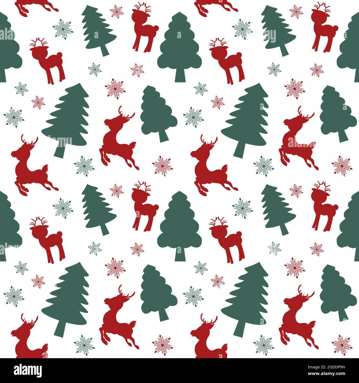 Christmas Background Seamless Pattern With Santa Claus, Tree