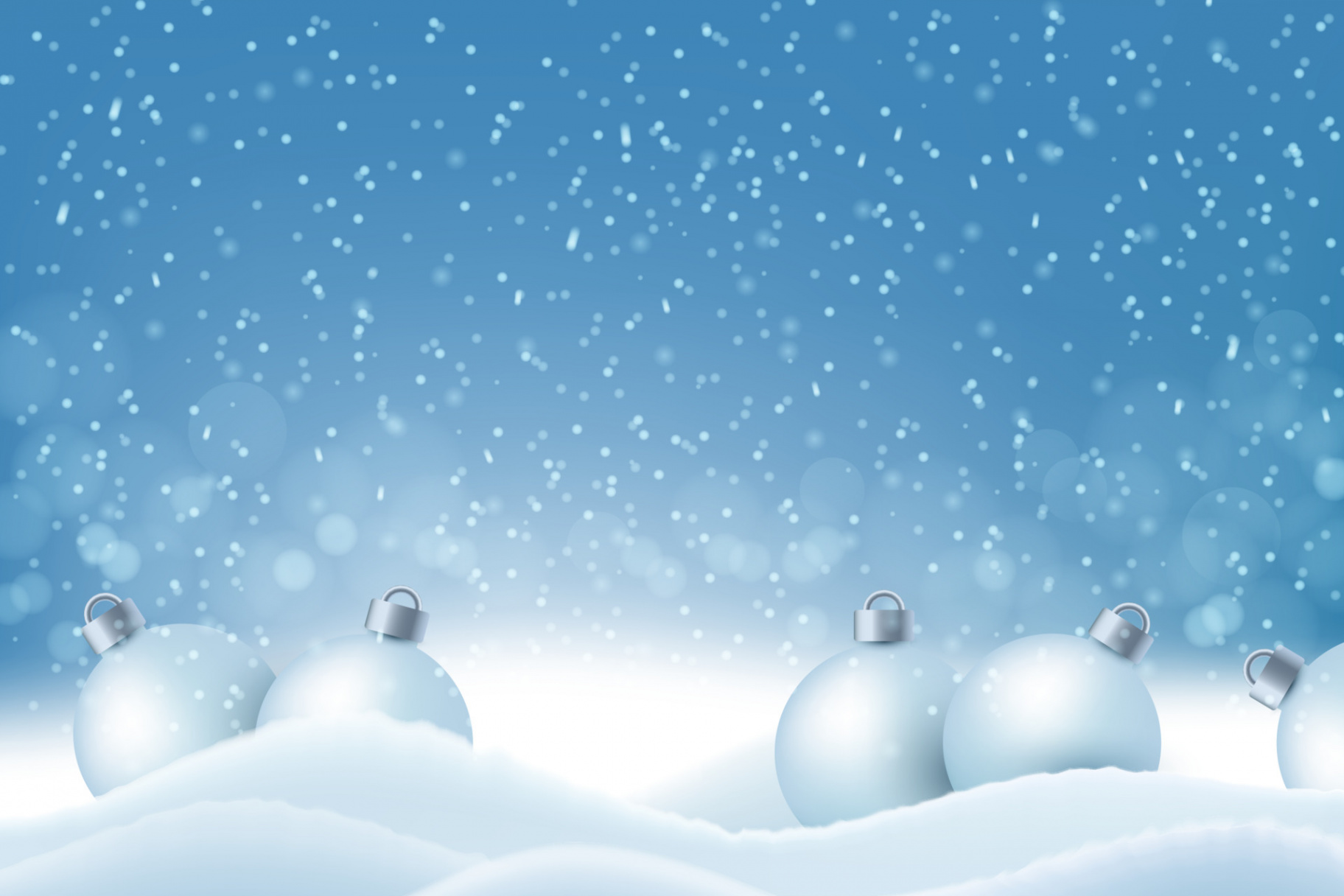 Christmas balls on the snow on a blue background  Vector