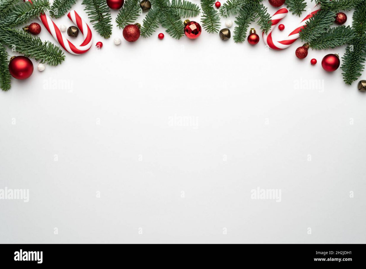 Christmas banner with holiday border on white background