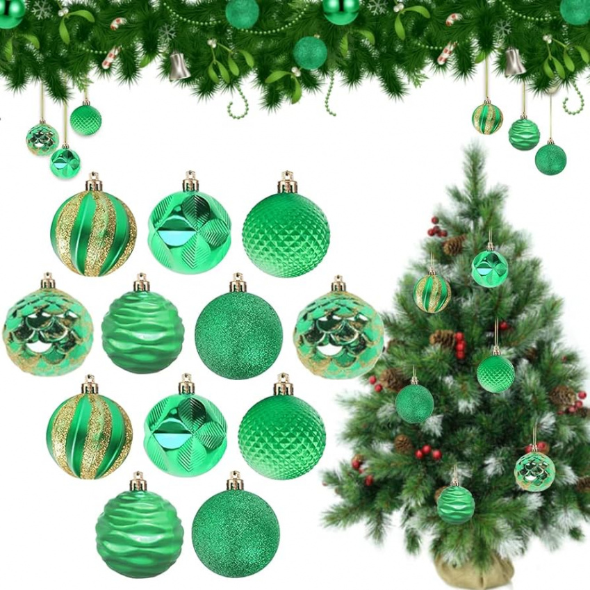 Christmas Baubles, Green Christmas Tree Decoration, Reusable