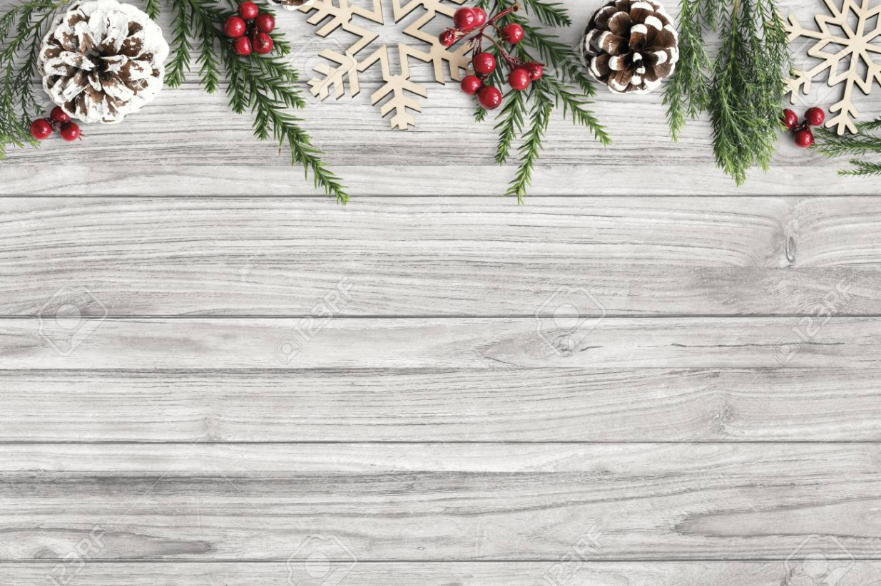 Christmas Decorations On Table Background Mockup Stock Photo