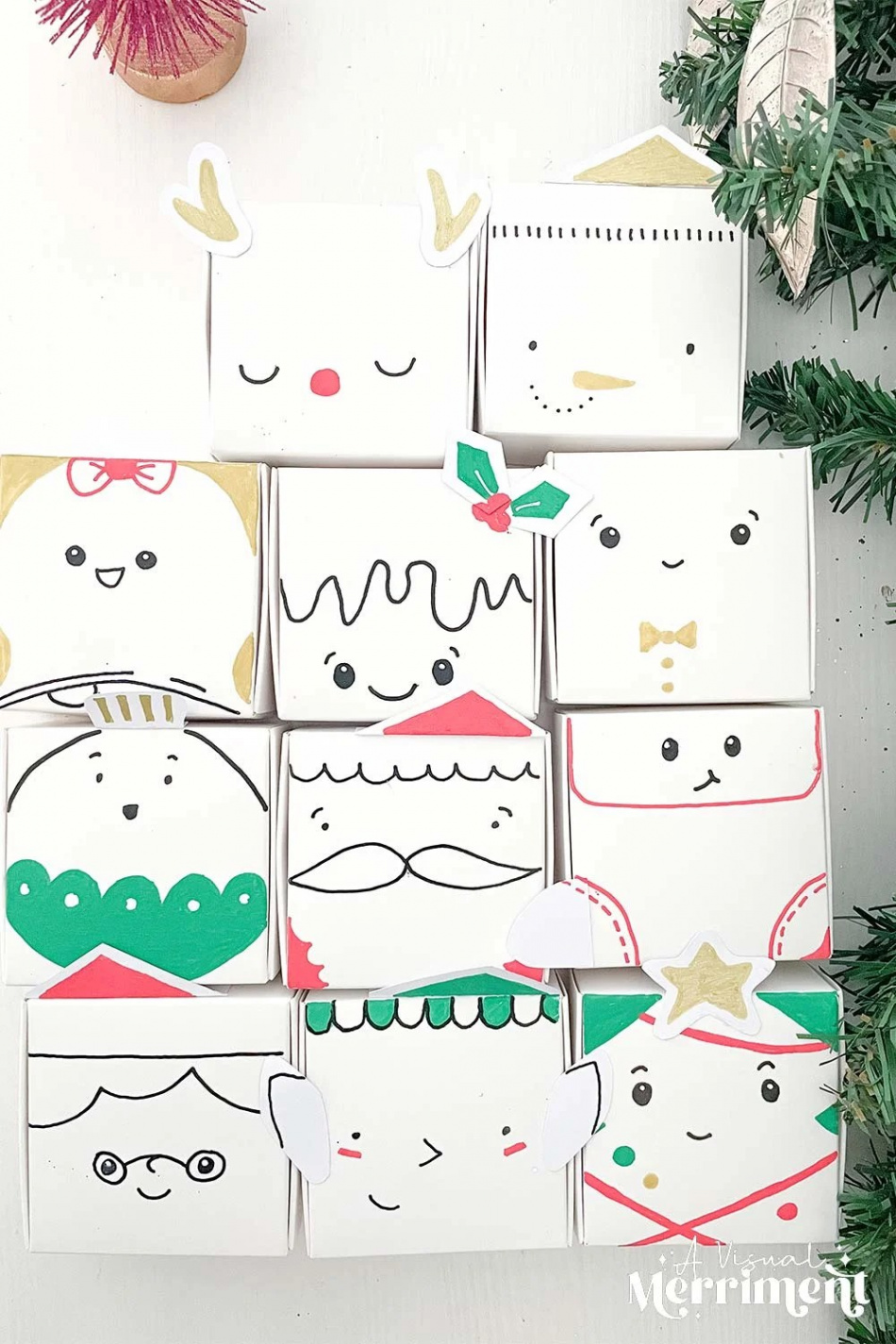 Christmas Gift Box Art  Draw Cute Kawaii Cartoon Characters using Posca  Paint Markers