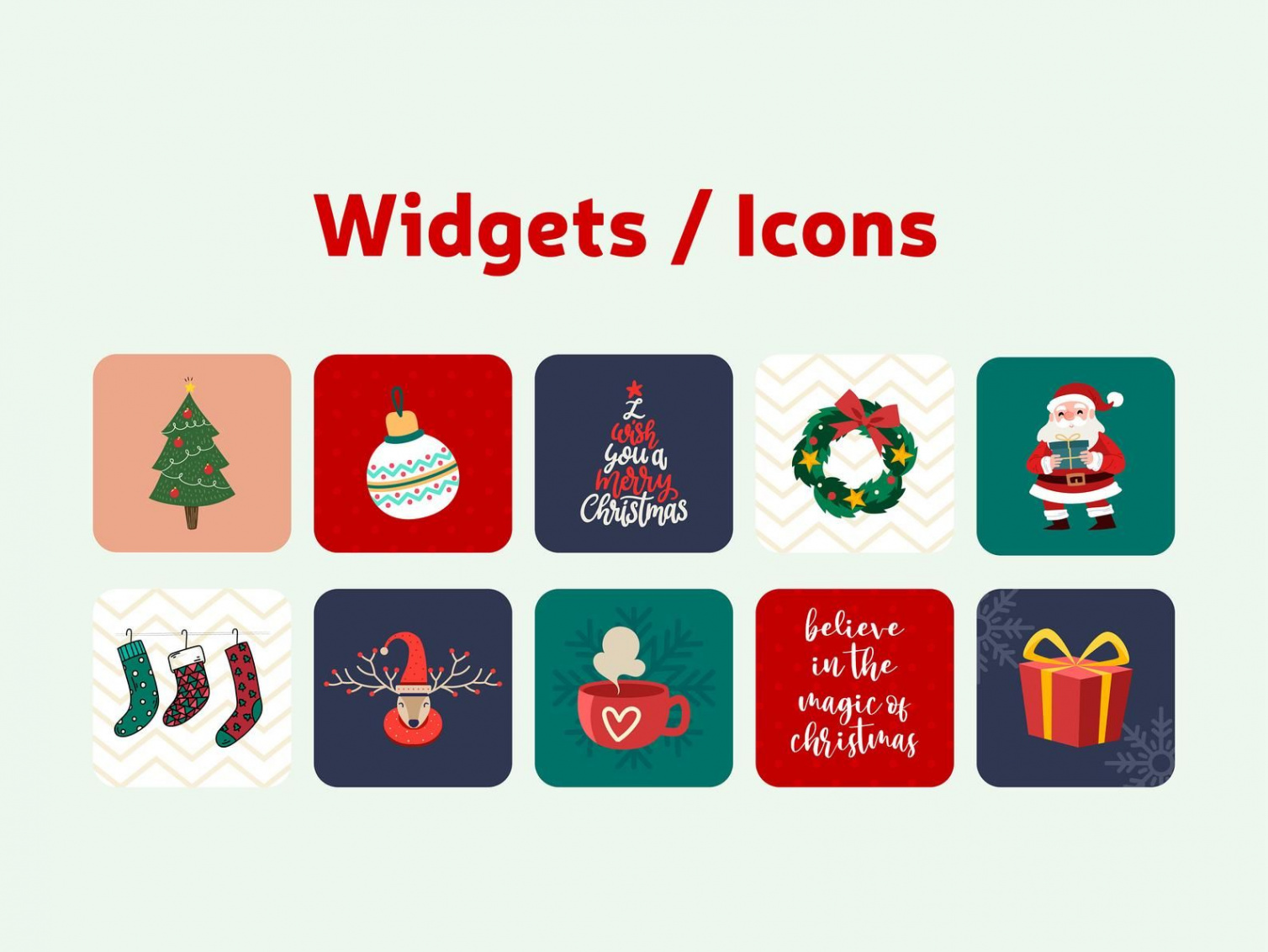 Christmas Iphone App Icons Set Ios  App Icons Theme Pack - Etsy