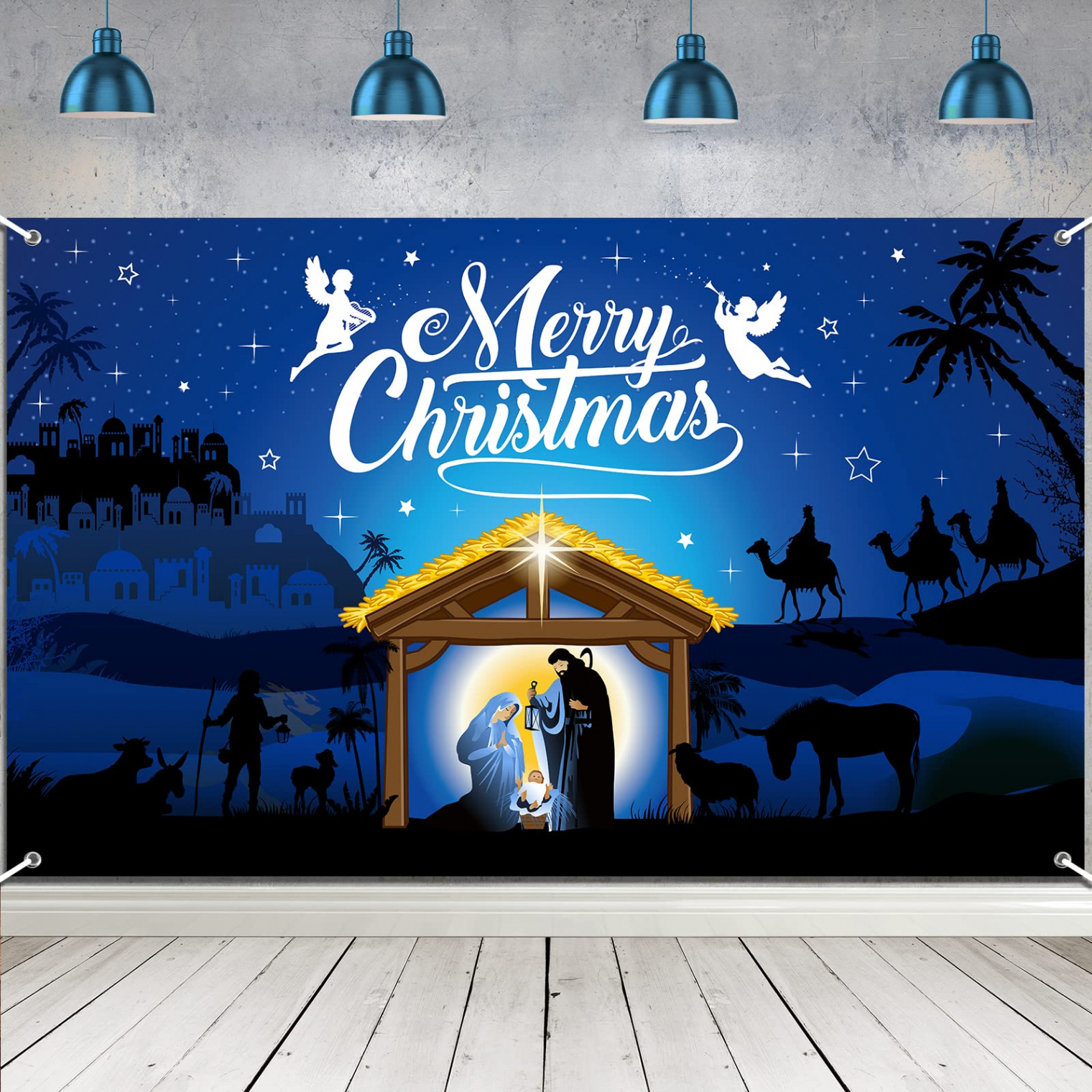 Christmas Nativity Backdrop Decoration, Merry Christmas Outdoor Religious  Nativity Scene Banner, Holy Night Photo Booth Background Xmas Photography