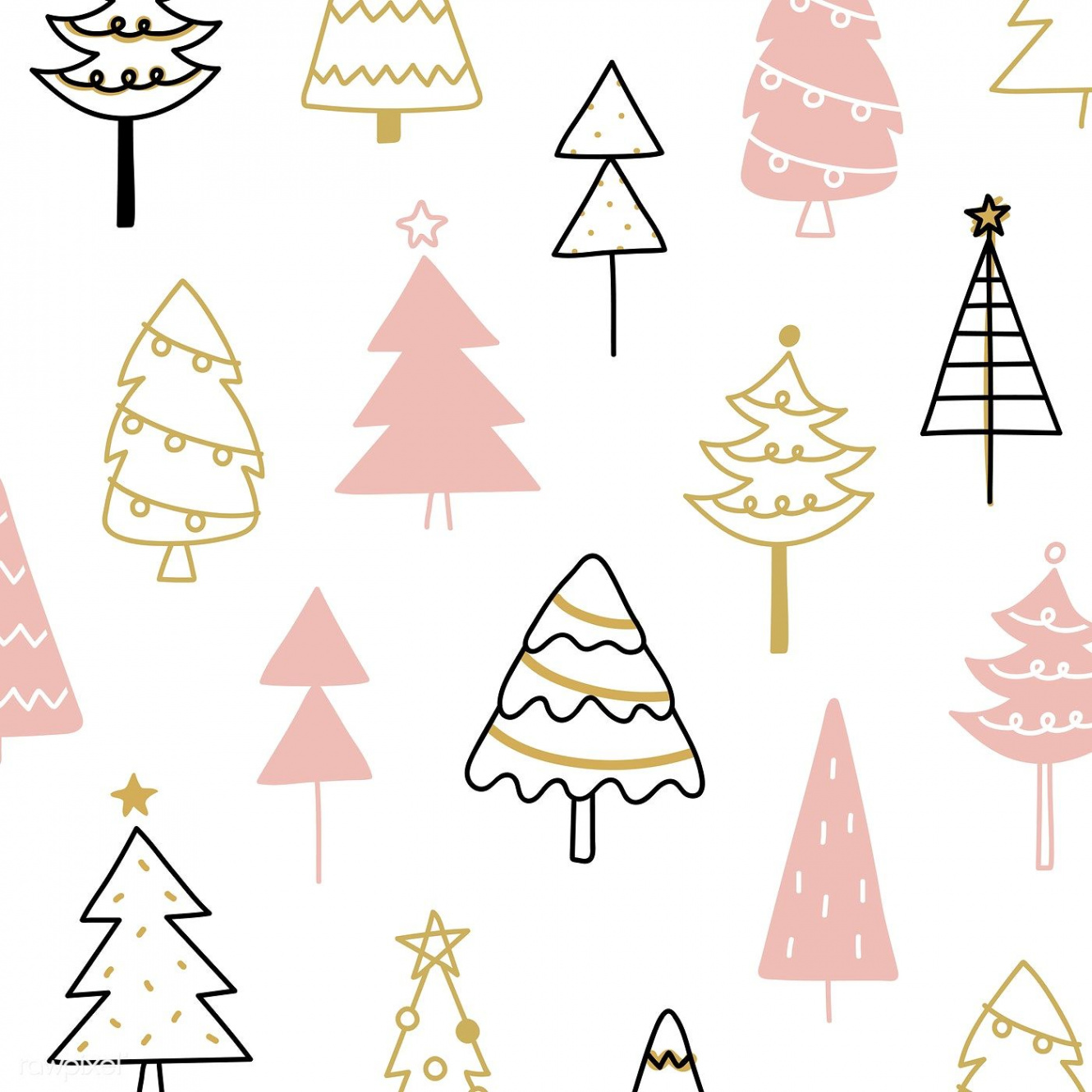 Christmas pine tree pattern background drawing doodle style  free