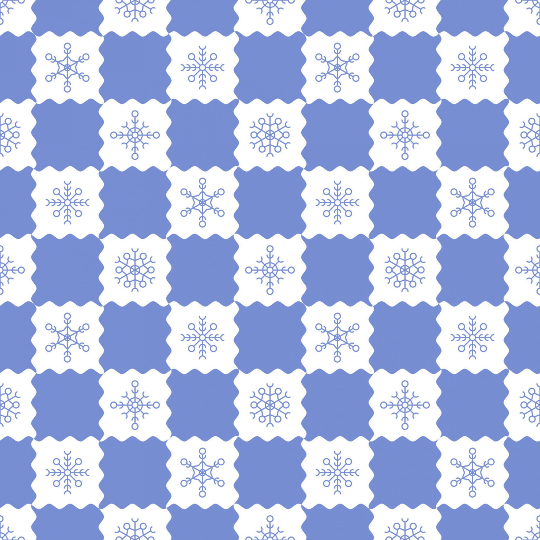 Christmas seamless pattern with snowflakes on chessboard