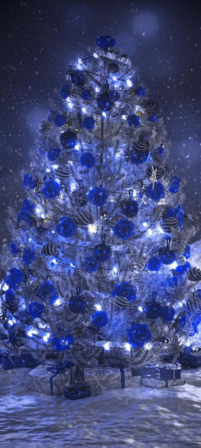 Christmas Tree Blue IPhone Wallpaper HD - IPhone Wallpapers