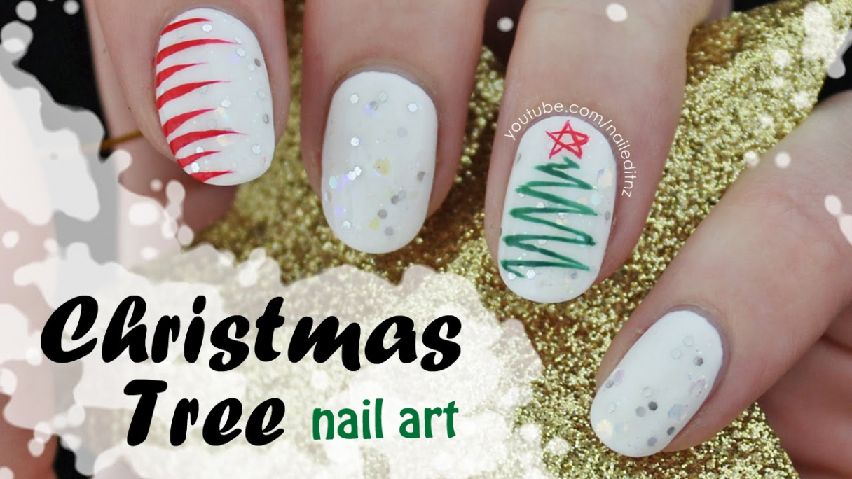 Christmas Tree Nail Art  Simple Squiggle!