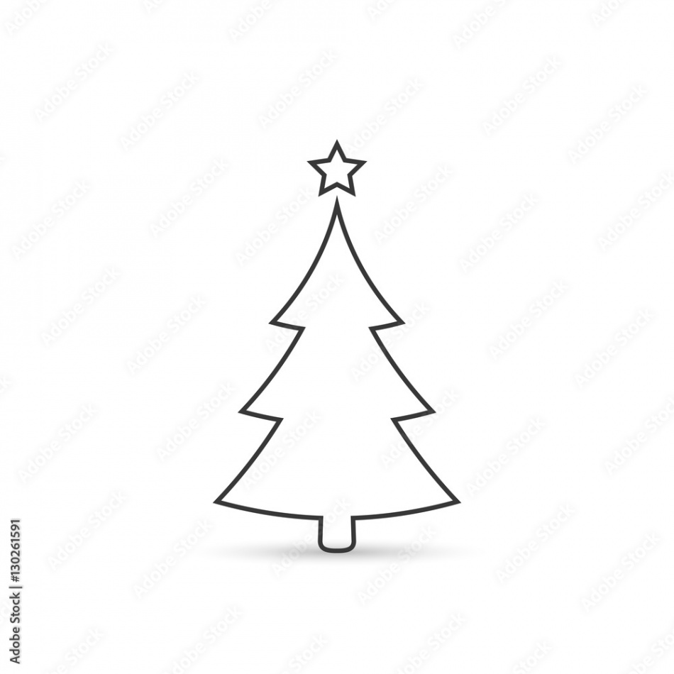 Christmas tree outline icon, vector simple design