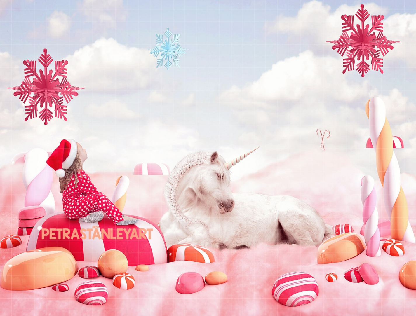 Christmas Unicorn in Candy Land Field Digital Backdrop - Etsy UK