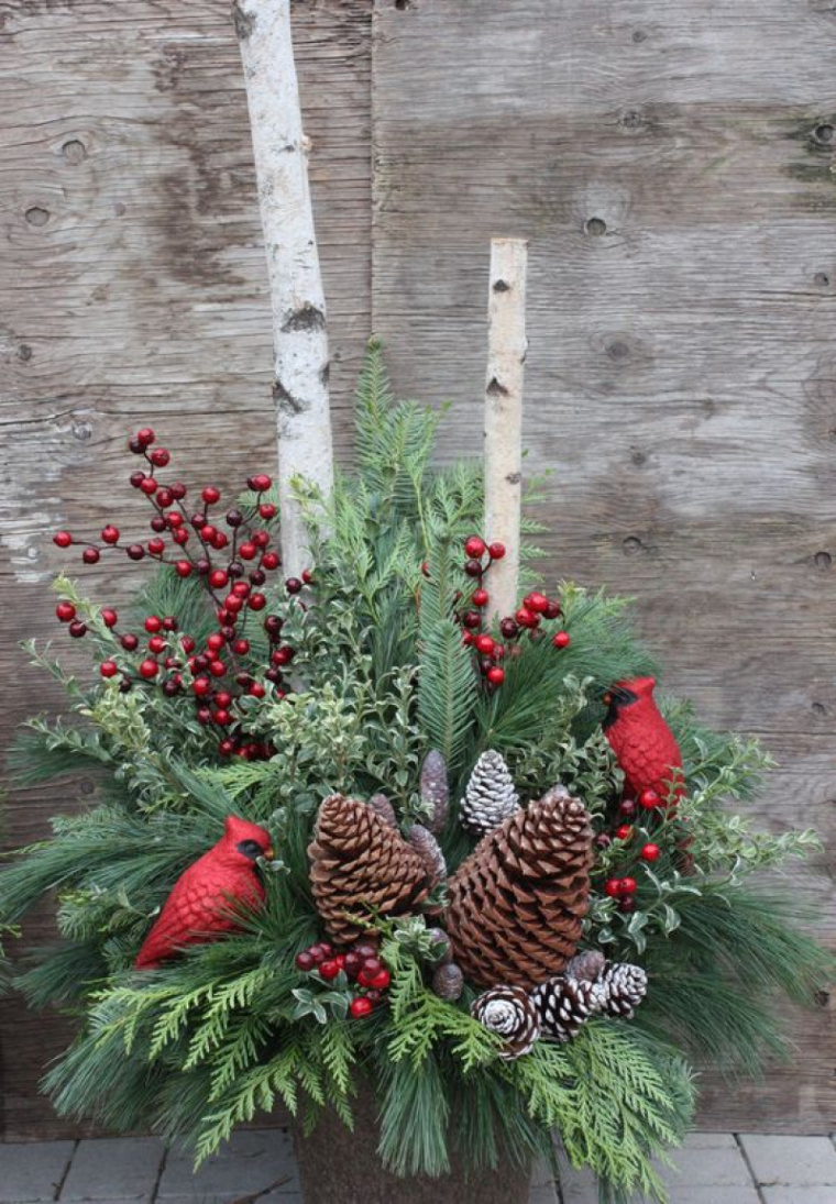 Christmas, urn, winter, decor