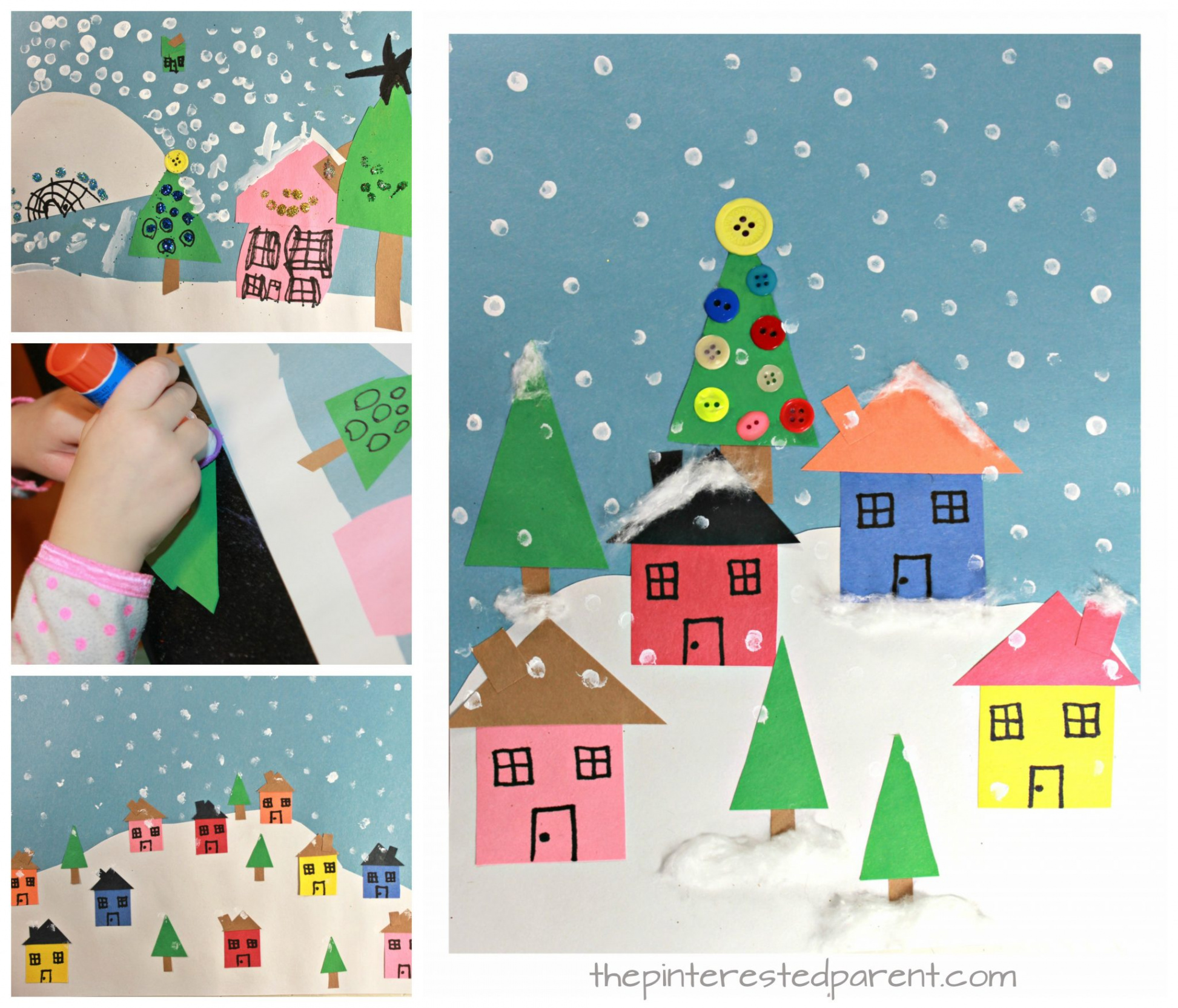 Christmas Village Shape Craft – The Pinterested Parent