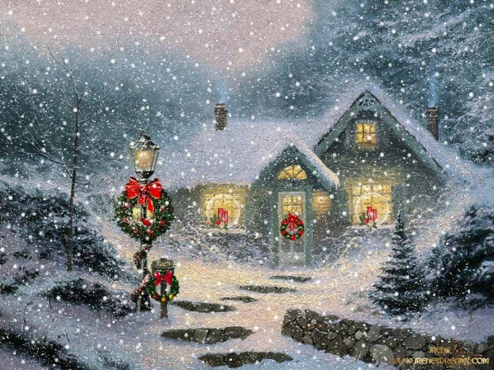 Christmas Wallpaper: Vintage Christmas  Thomas kinkade christmas