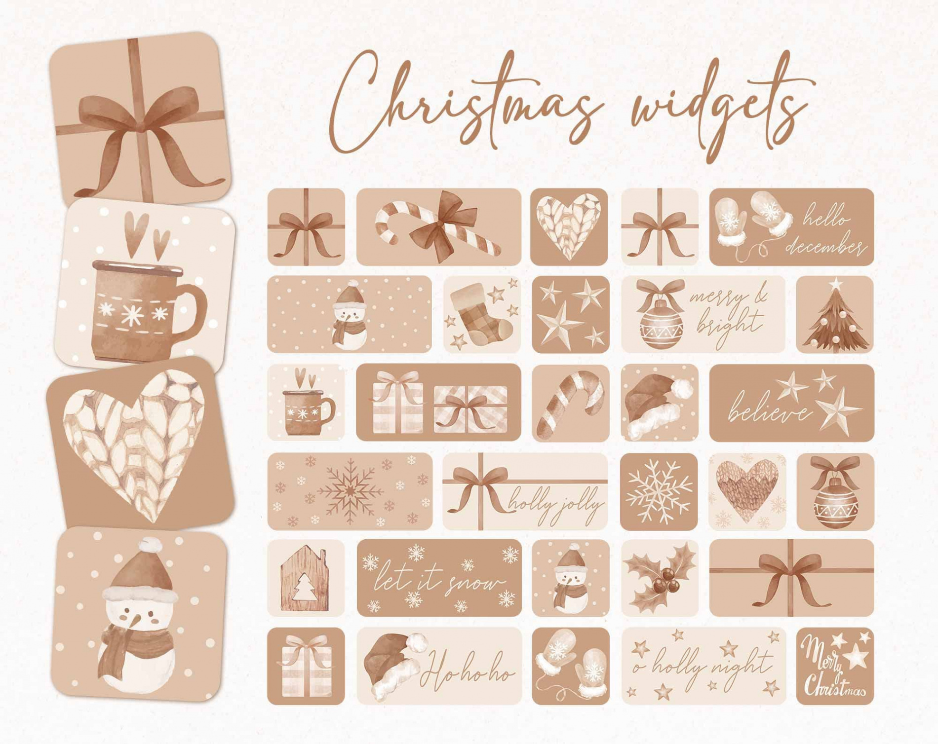 Christmas Widget Pack, Nude Widget Christmas, Beige Christmas Widget Pack  Winter Aesthetic, Christmas Widgets, Cozy Christmas Widgets