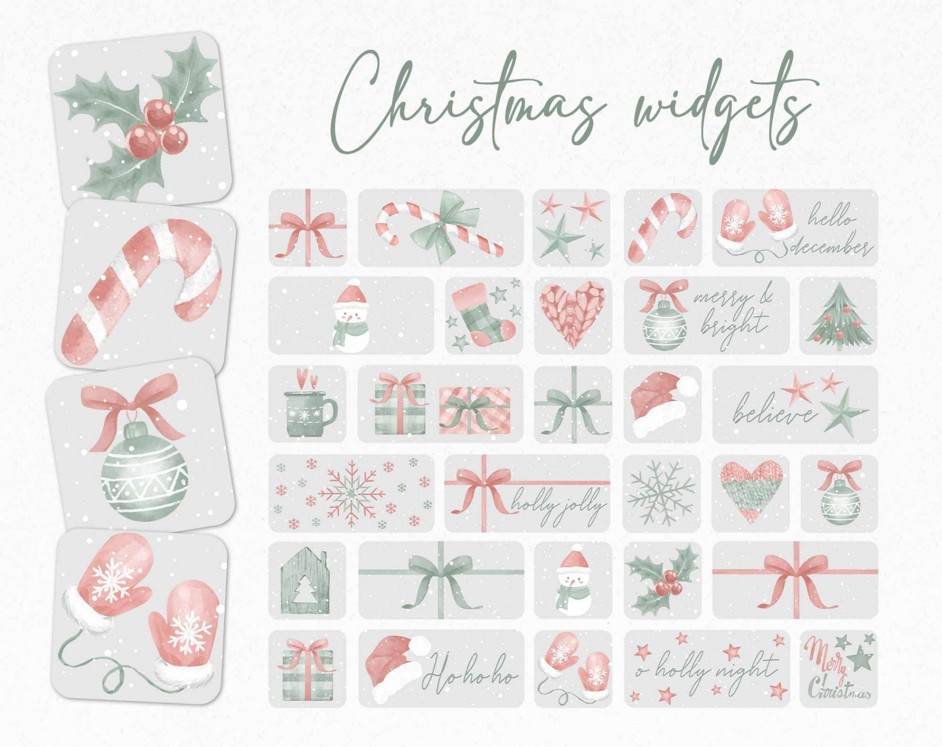 Christmas Widget Pack, Sweet Christmas Icons, Candy Christmas