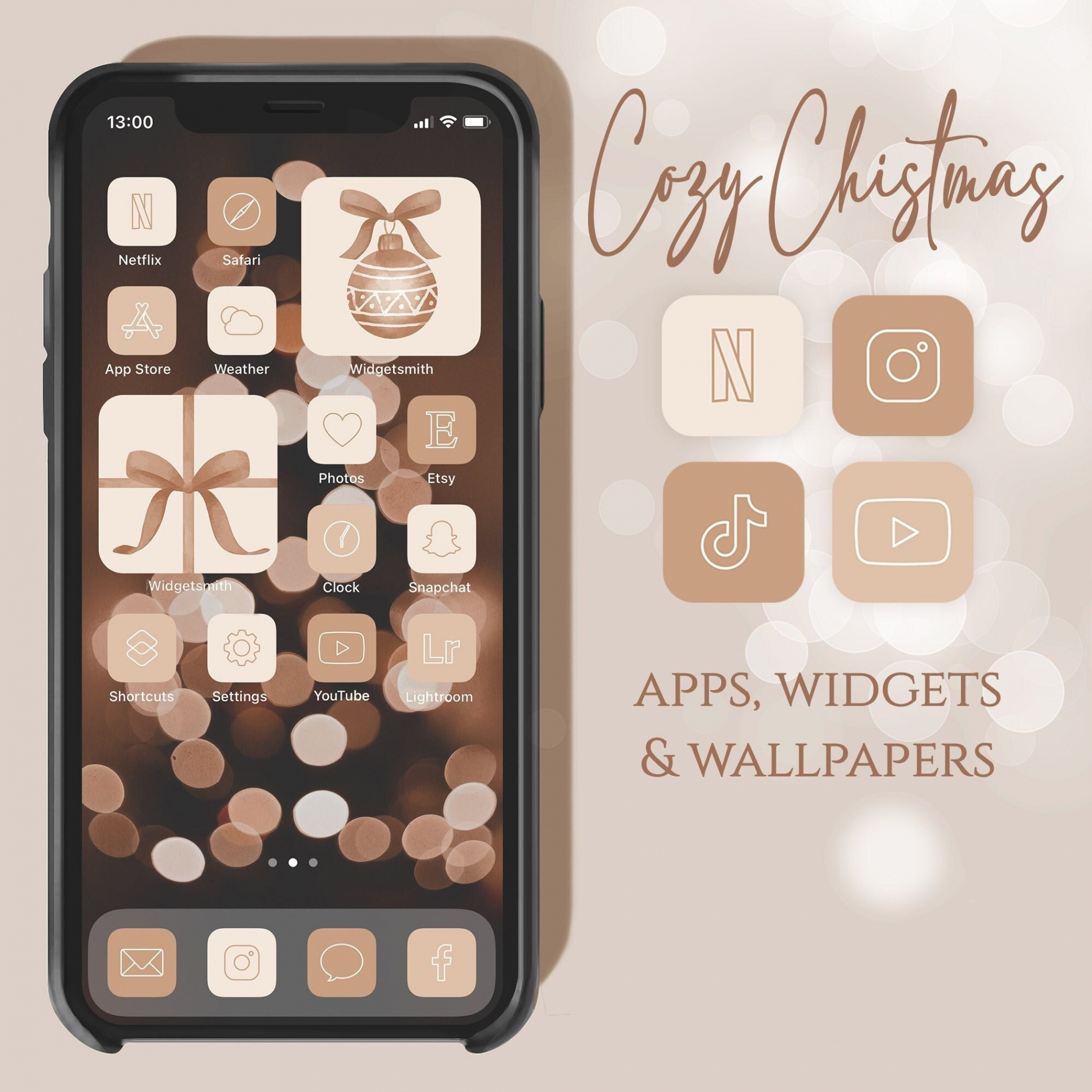 Cozy Christmas App Icons, Icons Xmas, Winter Aesthetic App Icons